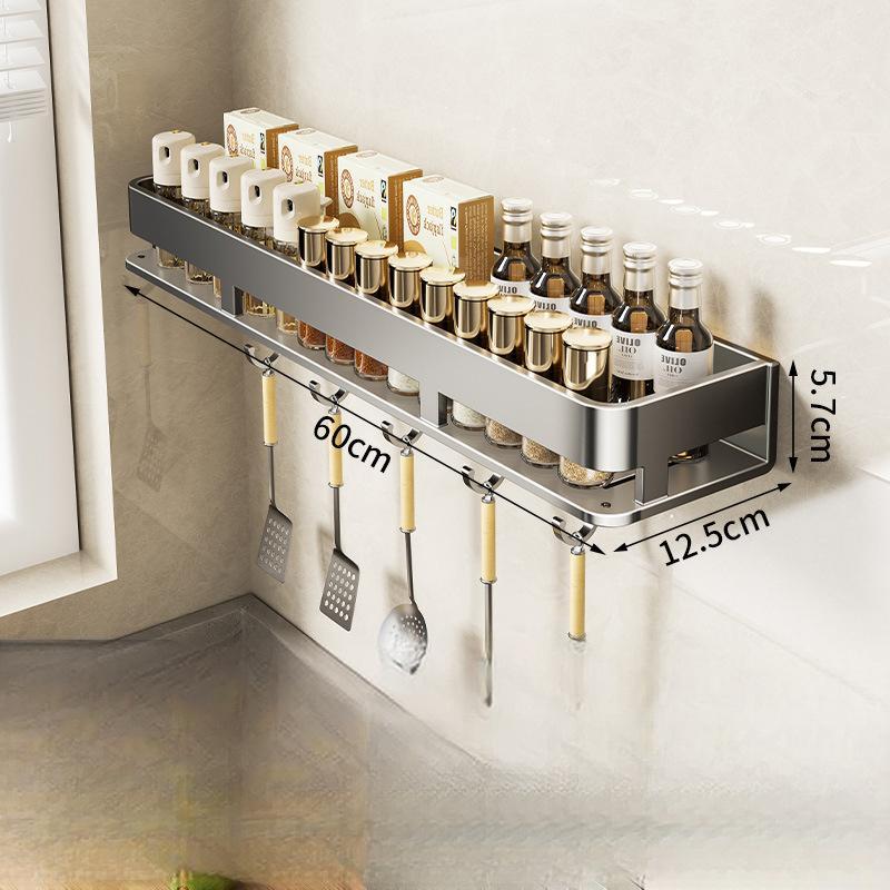 [Gray] Single layer 60cm hooked storage rack