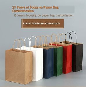 Custom Printed Eco-Friendly Classic Brown Kraft <b>Paper</b> <b>Bakery</b> Bags Twisted Handles <b>for</b> Supermarket Food Takeaway Pastry Bread - Product Image 1