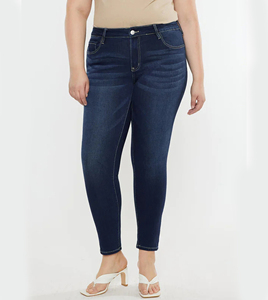 Jeans de Mujer Talla Grande, Corte Recto, Elásticos, Casuales, Suaves y Cómodos, Ajustados, Tipo Lápiz, Largos, de Mezclilla para Mujer - Product Image 1