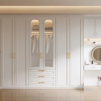 Balom personalizable estilo francés decoración clásica moderna armario de vidrio arqueado puerta de madera maciza integración muebles de dormitorio para el hogar