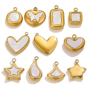 Baja nirkarat kerang mutiara persegi bulat Oval Cahrms untuk Kalung Gelang DIY liontin membuat perhiasan aksesori kerajinan - Product Image 2
