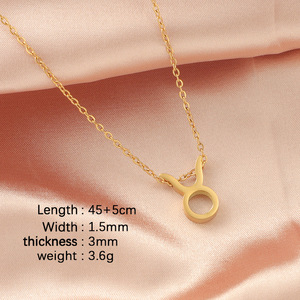 2023 superventas 12 signos del zodiaco colgante collar 18K chapado en oro de acero inoxidable encanto <span class=keywords><strong>para</strong></span> mujer - Product Image 6