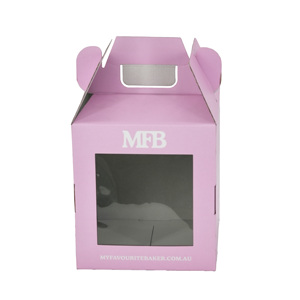 Scatola Personalizzata <span class=keywords><strong>per</strong></span> Torte e Dolci con Finestra Trasparente e Manico, Design a Gable <span class=keywords><strong>per</strong></span> Regali - Product Image 1