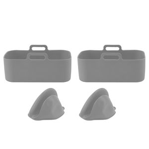 Juego de 2 Recipientes Rectangulares de Silicona para Freidora, Revestimientos de Silicona para Freidora, Cesta Rectangular para <span class=keywords><strong>Ninja</strong></span> DZ201 Foodi 8QT Gris - Product Image 5