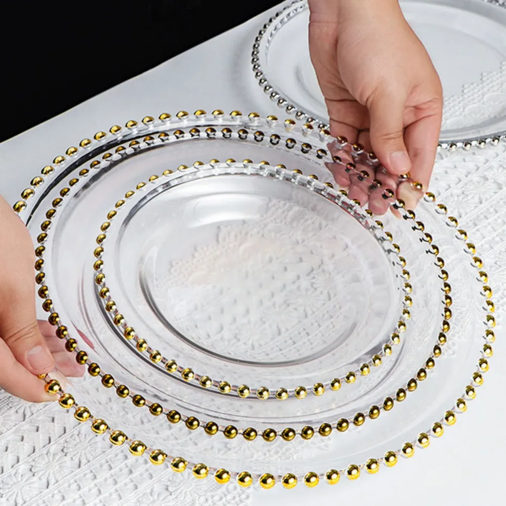 Best selling wholesale underplate diamond clear mirror charger plate for banquet