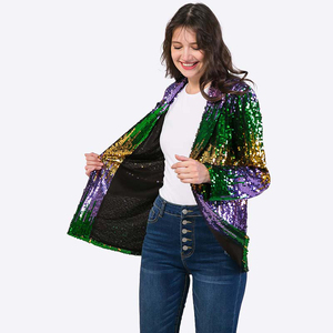 Mardi Gras personalizado de manga larga para mujer brillante Bling Casual Sorority Patchwork chaqueta de lentejuelas Bling chaquetas <span class=keywords><strong>blazer</strong></span> - Product Image 3
