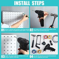 4 pièces Pegboard métal organisateur Kit montage mural panneaux d'affichage support de stockage panneau perforé accessoires pour Garage