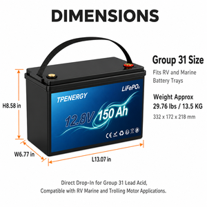 Batterie au lithium fer phosphate TPENERGY 150Ah 12V, station d'alimentation de secours pour télécommunications, stockage d'énergie hors réseau - Product Image 5