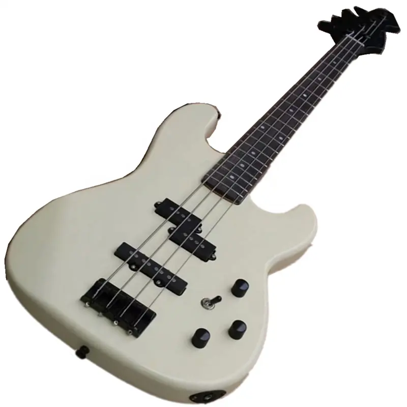 OEM कस्टम दूध सफेद इलेक्ट्रिक बास गिटार Rosewood कीबोर्ड के साथ, बास गिटार