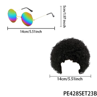 Conjunto de Discoteca de los 70, Incluye Collar con Símbolo de Dólar, Gafas de Sol, Bigote Falso, Afro, etc., para una Fiesta Retro Hip-hop de Halloween