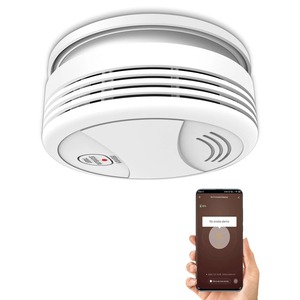 Détecteur de fumée intelligent WiFi Tuya, alarme incendie sans fil, capteur photoélectrique, sirène 85 dB, EN 14604 CE, Alexa, Google Home - Product Image 1