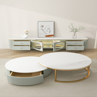 Meuble TV vert rustique simple élégant et Table basse ronde rétractable meuble TV mobilier de salon de luxe moderne