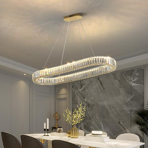 Lustre décoratif en cristal de luxe K9 doré moderne pour l'intérieur de la maison de cuisine de forme ovale - Product Image 5