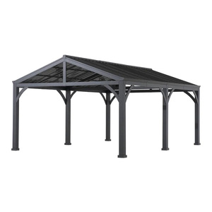 Abri de voiture moderne en aluminium en forme de Y, double place, avec toit en polycarbonate transparent - Product Image 1