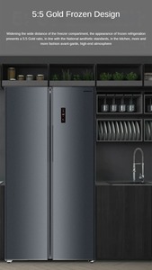 Réfrigérateur côte à côte en acier inoxydable haute capacité, à froid ventilé, sans givre, écoénergétique, pour usage domestique, avec grand congélateur - Product Image 4