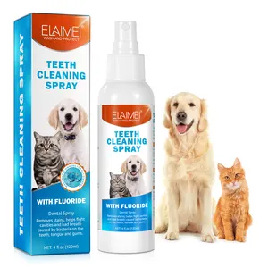 Kustom grosir 120ml perawatan gusi gigi hewan peliharaan menghilangkan noda Oral semprotan pembersih gigi segar untuk anjing dan kucing dengan fluorida