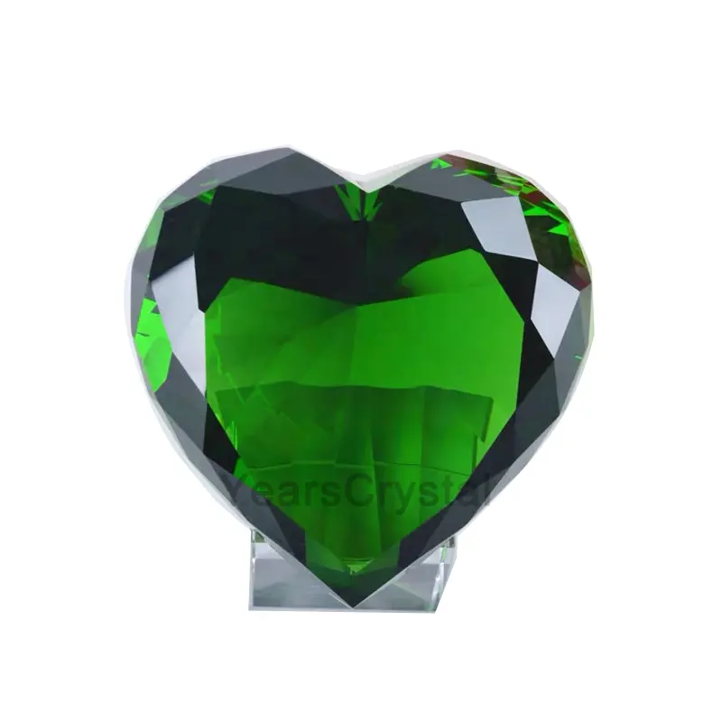 Neuankömmling 6cm Bulk grünes Glas Kristall Herz Diamant für die Dekoration