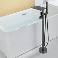Robinet de baignoire moderne sur pied à bouton-poussoir, avec bec cascade, pour eau chaude et froide, pour salle de bain et douche