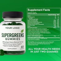 Gummies Super Greens avec fruits, légumes, mélange de superaliments, vitamine C, zinc pour un soutien nutritionnel quotidien et un bien-être général