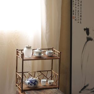 Handcrafted, antique-style bamboo <b>tea</b> stand/<b>tea</b> rack/display shelf for sencha <b>tea</b> ceremony, <b>tea</b> <b>set</b> accessories. - Product Image 1