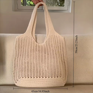 <strong>Luxury</strong> Women's High Quality Crochet Bag Hollow <strong>Out</strong> Design Casual Tote with Two Handles Large Capacity Knitted Bags for Women - Product Image 5