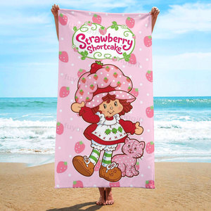 Kawaii Pink Cute Strawberries Shortcakes <span class=keywords><strong>Toallas</strong></span> <span class=keywords><strong>Personalizadas</strong></span> Impresión Personalizada Dibujos Animados <span class=keywords><strong>Baño</strong></span> <span class=keywords><strong>Toallas</strong></span> <span class=keywords><strong>de</strong></span> Playa - Product Image 2