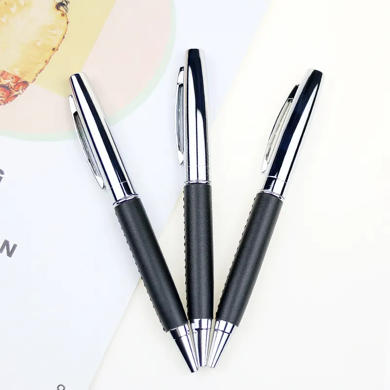 Luxury Metal Pen With Leather Wrapped Ballpoint Pen for Men and Women Business Gift Pen