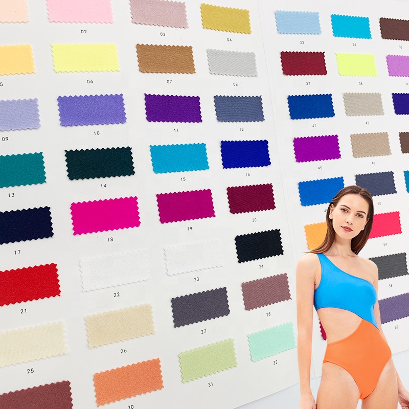 High Quality Solid Color 4 Way Stretch Shiny Polyamide Nylon Spandex Fabric for Beachwear Lingerie Swimwear Fabric