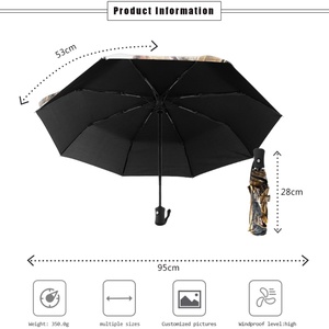 Custom Picture Modern Straight Business Gifts 3 Fold Fully-<b>Automatic</b> <b>Umbrella</b> Full Coverage Logo Printing Windproof UV - Product Image 4