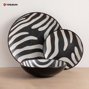Juego de platos de porcelana con diseño de cebra de 18 piezas, fabricado en China por TRESUN, juego de cena de 72 piezas de lujo. - Product Image 3