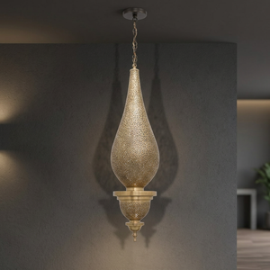 Lanterne suspendue en métal de grande taille en laiton AK en or fini antique lanterne de conception marocaine pour décor de Diwali/décor de table - Product Image 2