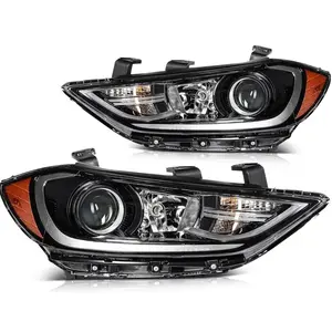 Vishn Cặp Đèn pha cho Hyundai 2017-2018 Elantra Halogen đèn pha lắp ráp máy chiếu đèn pha điều khiển và phía hành khách