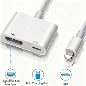 Adaptateur pour téléphone IOS vers HD, câble de synchronisation d'écran 1080P, pour <span class=keywords><strong>iPad</strong></span> vers TV/projecteur/moniteur, convertisseur vidéo, connecteur de synchronisation d'écran - Product Image 1