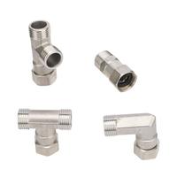 Raccord en acier inoxydable G1/2, coudé hexagonal, droit, filetage femelle 1/2 pouce, pour plomberie, eau, gaz, huile