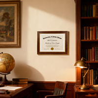 Cadre de diplôme de logo personnalisé à la mode en bois rustique fait à la main-affichage de document de décor de bureau pour des certificats de degré et d'attribution