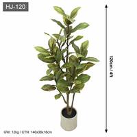 Arbre artificiel en plastique écologique de 120 cm de haut, feuillage varié réaliste vert et jaune, plante artificielle en pot pour villa et hôtel