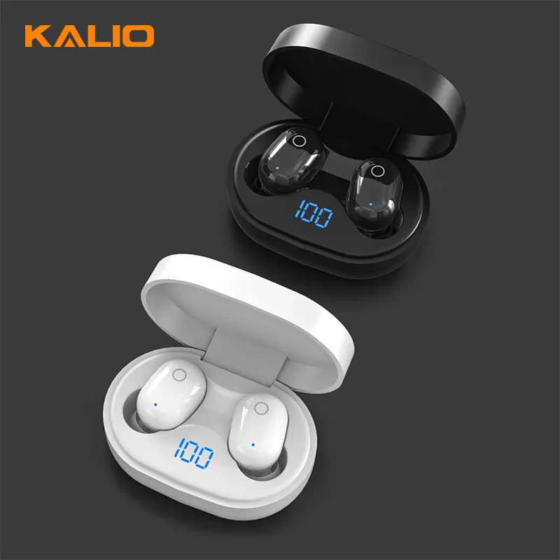 KALIO Tws Earphone Wireless Earphones in Ear Stereo Earbuds Noise Canceling Sports Boat Earphones LED Wifi White Black In-ear