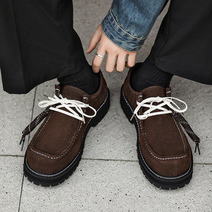 Zapatos Derby de Cuero para Exteriores, Estilo New <span class=keywords><strong>Old</strong></span> Money, Color Caqui, Suela Gruesa, Aumentan la Estatura, Modernos, Retro, Versátiles - Product Image 3