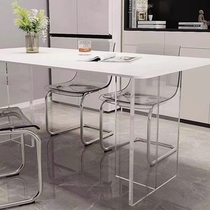 Hiện Đại Đơn Giản Hình Chữ Nhật Bàn Ăn Trong Suốt Hệ Thống Treo Cảm Giác <span class=keywords><strong>Acrylic</strong></span> Rock Tấm Tre Cho Phòng Ăn Nhỏ Đồ Nội Thất - Product Image 3