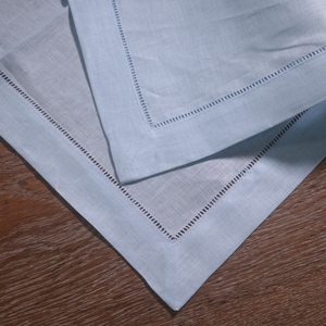 Serviettes <span class=keywords><strong>de</strong></span> <span class=keywords><strong>table</strong></span> en lin <span class=keywords><strong>bleu</strong></span> <span class=keywords><strong>ciel</strong></span> N142-20 imprimables et brodables pour mariage et Noël, 20 x 20 pouces, ourlet en échelle - Product Image 5
