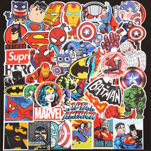 Autocollants adhésifs pour enfants, 50 pièces, dessin animé cool, Marvel, Spider-Man, Iron Man, décoration de tasse à eau, coque de téléphone, bureau, cadeaux pour enfants - Product Image 2