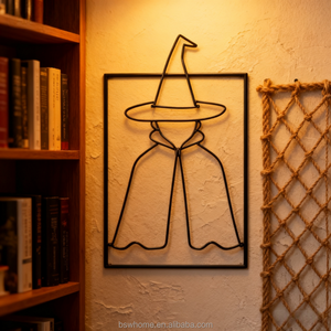 Modern Farmhouse Minimalist <strong>Wire</strong> Witch Iron <strong>Wall</strong> Decal Round <strong>Art</strong> Ornament for Christmas &amp; Chinese New Year Home Decor - Product Image 6