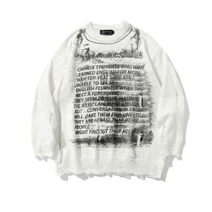 Pull en maille streetwear pour homme, avec <span class=keywords><strong>logo</strong></span> imprimé <span class=keywords><strong>sur</strong></span> le devant, service personnalisé, faible MOQ, collection automne - Product Image 4