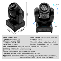 Luz Móvil Mini de 90W Lista para Enviar con 8 Colores, 8 Gobos, Control de Sonido Gobo, DMX512 para Club, Bar, Bodas, Fiestas y Eventos