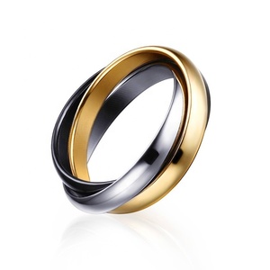 Women's Stainless Steel Pvd Plated Gold <strong>Silver</strong> Rose Triple Band Interlocked Rolling <strong>Ring</strong> <strong>Spinner</strong> Fidget <strong>Ring</strong> - Product Image 6