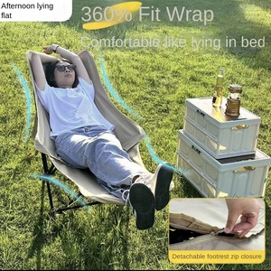 Ghế sắt mặt trăng gấp ngoài trời hiện đại ba bánh có thể điều chỉnh chân nghỉ ngơi có thể ngả thêm chiều cao cắm trại dã ngoại câu cá bãi biển - Product Image 2