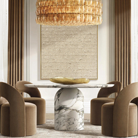 Meubles de salle à manger de luxe personnalisés Kumusi, table à manger ronde moderne en marbre naturel / travertin beige, 2 à 8 places