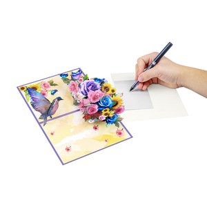 Tarjeta de felicitación floral del Colibrí emergente 3D del Día de la madre Arte de papel hecho a mano con sobre para el día de la madre, cumpleaños, aniversario - Product Image 3