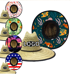 Mũ Rơm Bán Buôn Nhân viên Cứu Hộ Biểu Tượng Tùy Chỉnh Mũ Rơm Lướt Sóng Bãi Biển Mùa Hè In Mặt Trời Nhân viên Cứu Hộ Mũ Rơm - Product Image 2