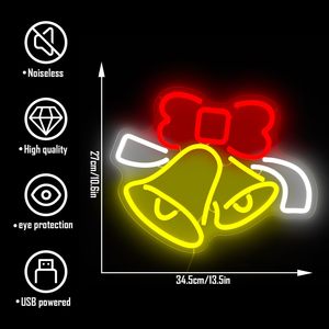 Christmas bell LED neon indoor USB powered hanging ambient light shop <b>sign</b> indicator street light luminous <b>sign</b> landscape light - Product Image 2